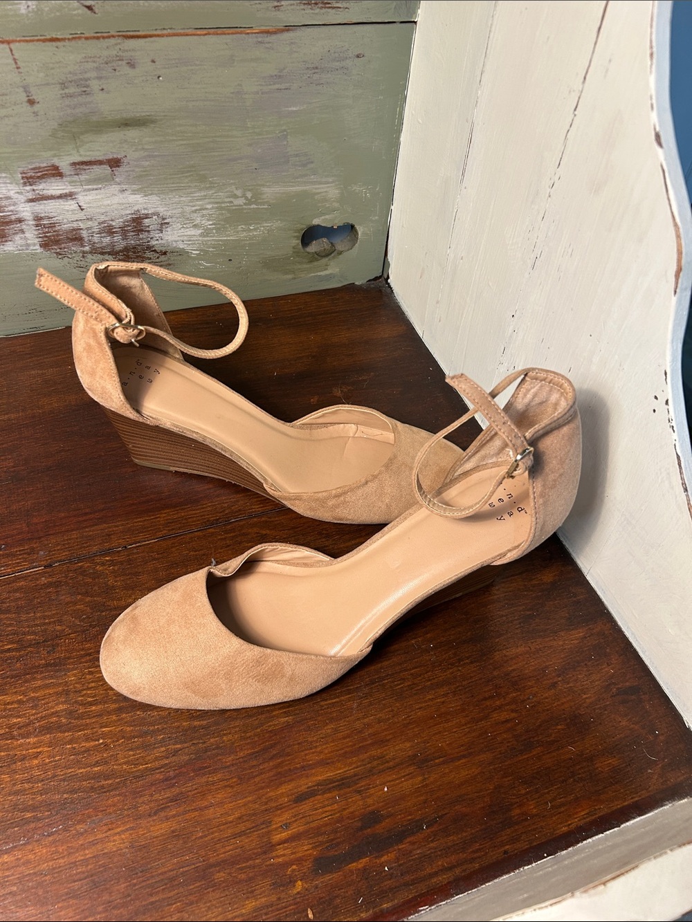Women’s Tan Ankle-Strap Wedge Heels